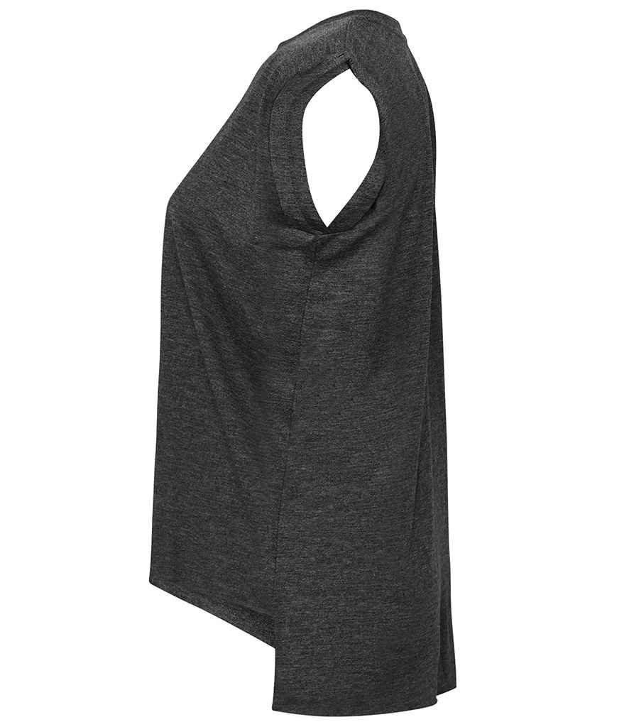 Bella Ladies Flowy Rolled Cuff Muscle T-Shirt