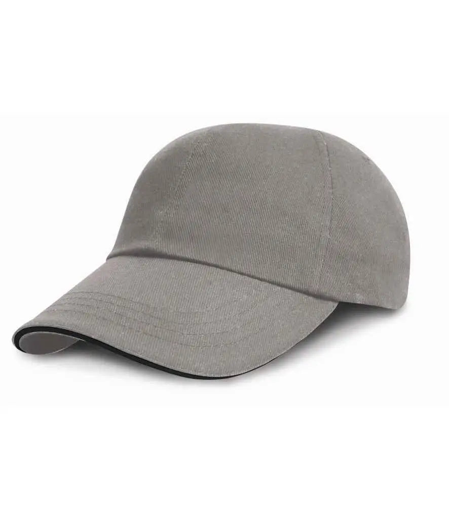 Result Low Profile Heavy Brushed Cotton Cap with Sandwich Peak Result Headwear