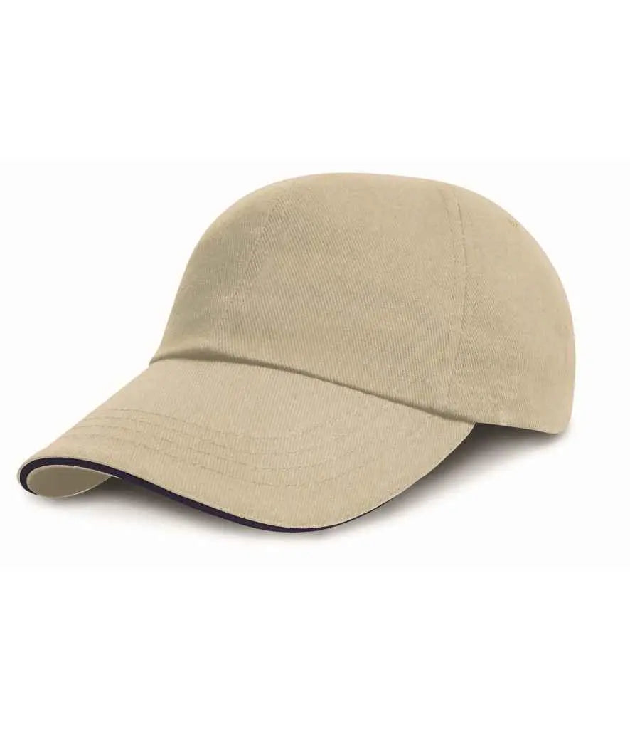 Result Low Profile Heavy Brushed Cotton Cap with Sandwich Peak Result Headwear