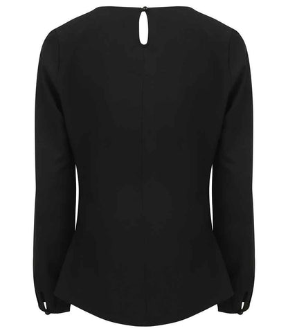 Henbury Ladies Pleat Front Long Sleeve Blouse