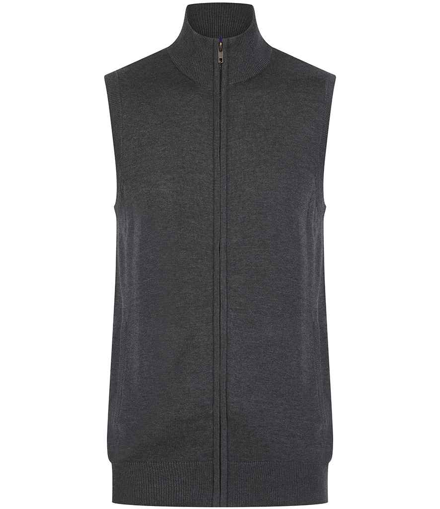 Henbury Sleeveless Zip Through Jumper