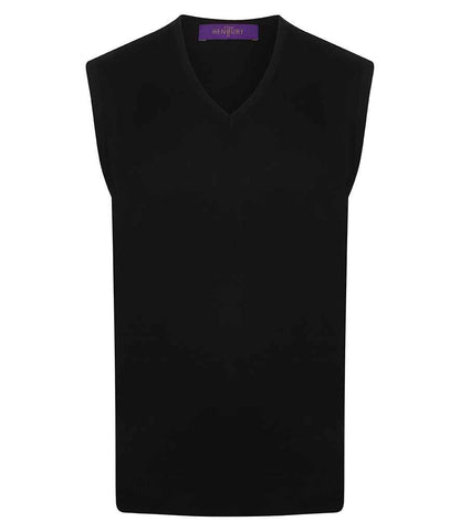 Henbury Lightweight Sleeveless Cotton Acrylic V Neck Sweater