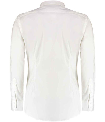 Kustom Kit Slim Fit Stretch Long Sleeve Oxford Shirt