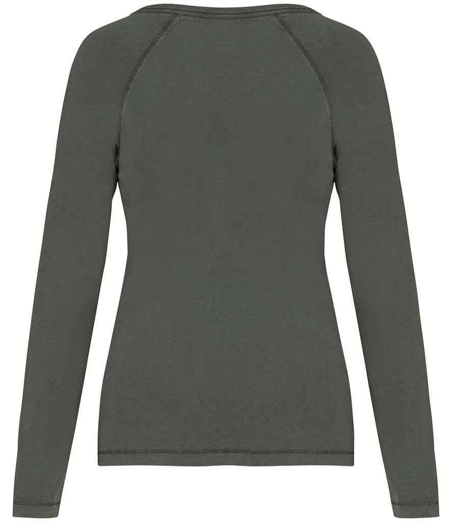 Native Spirit Ladies Raglan Long Sleeve Washed T-Shirt Native Spirit