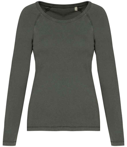 Native Spirit Ladies Raglan Long Sleeve Washed T-Shirt Native Spirit