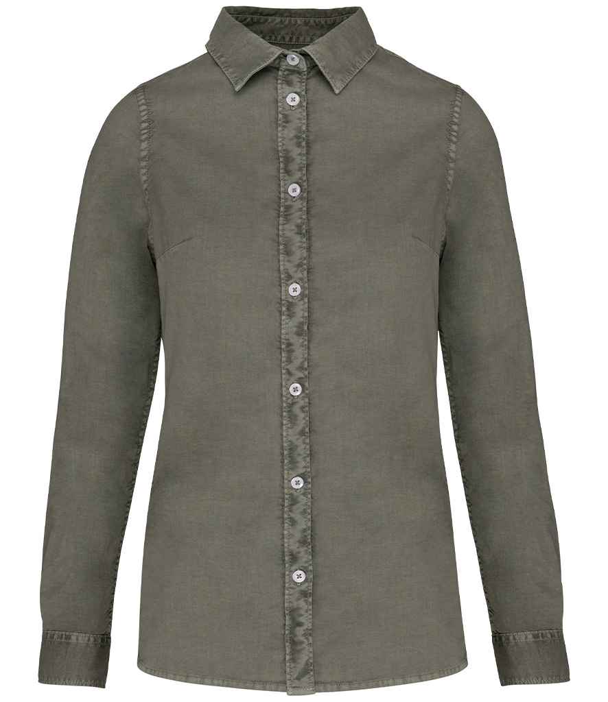 Native Spirit Ladies Washed Long Sleeve Shirt Native Spirit