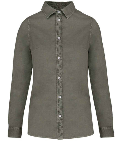 Native Spirit Ladies Washed Long Sleeve Shirt Native Spirit