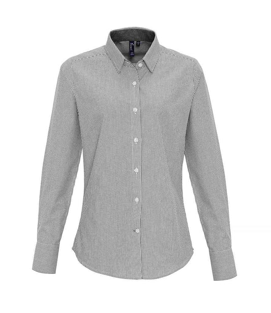 Premier Ladies Long Sleeve Striped Oxford Shirt Premier