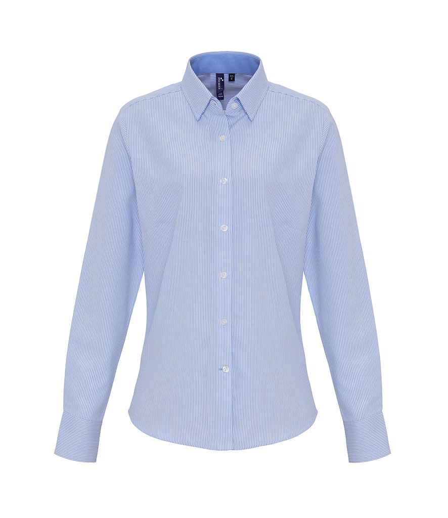Premier Ladies Long Sleeve Striped Oxford Shirt Premier