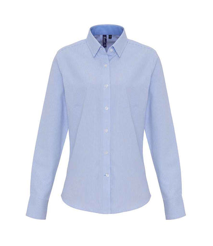 Premier Ladies Long Sleeve Striped Oxford Shirt Premier