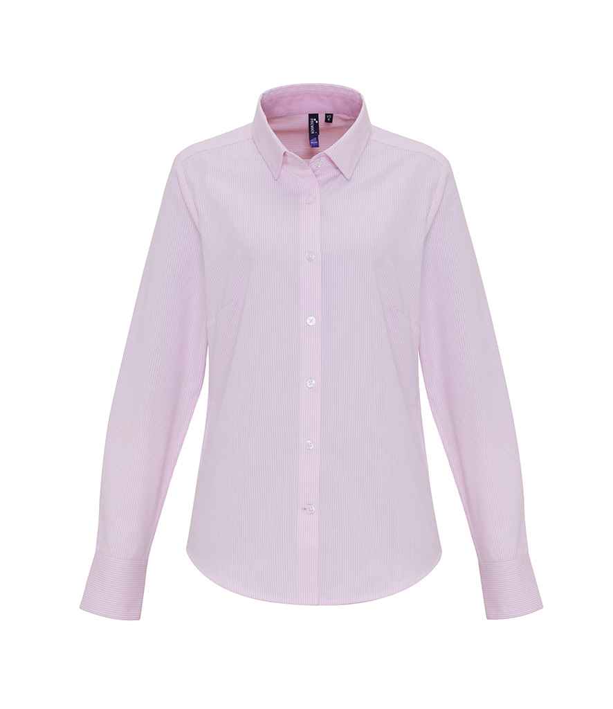 Premier Ladies Long Sleeve Striped Oxford Shirt Premier