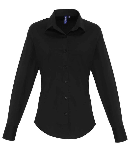 Premier Ladies Long Sleeve Stretch Fit Poplin Shirt Premier