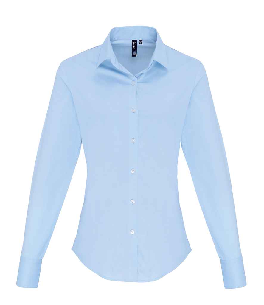 Premier Ladies Long Sleeve Stretch Fit Poplin Shirt Premier