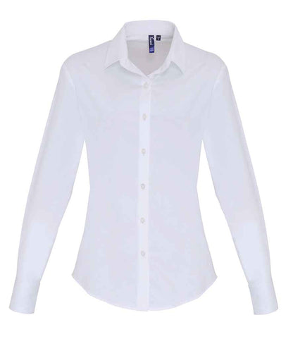 Premier Ladies Long Sleeve Stretch Fit Poplin Shirt Premier