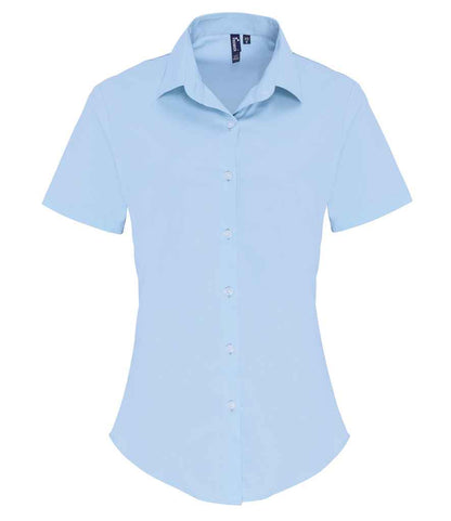 Premier Ladies Short Sleeve Stretch Fit Poplin Shirt Premier