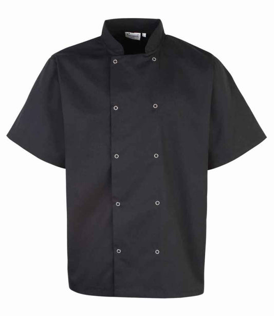 Premier Unisex Short Sleeve Stud Front Chef's Jacket Premier