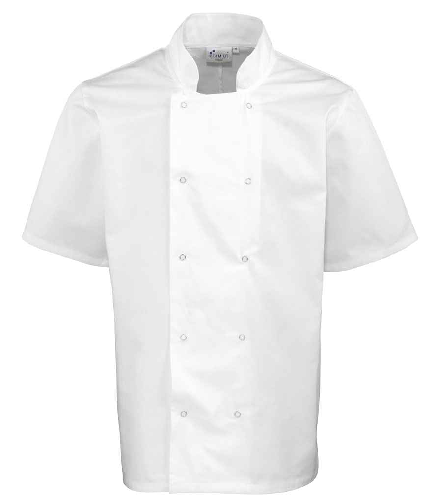 Premier Unisex Short Sleeve Stud Front Chef's Jacket Premier