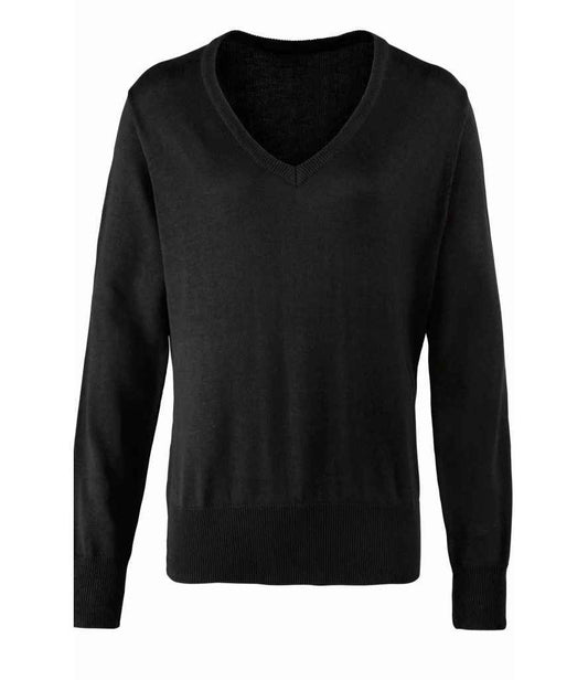 Premier Ladies Knitted Cotton Acrylic V Neck Sweater Premier