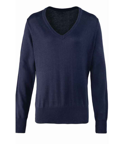 Premier Ladies Knitted Cotton Acrylic V Neck Sweater Premier