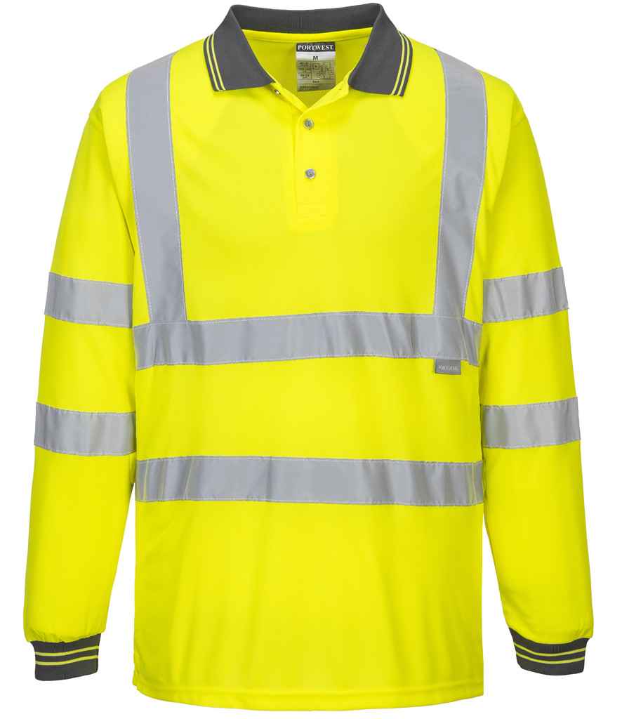 Portwest Hi-Vis Long Sleeve Polo Shirt Portwest