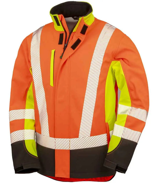 Result Recycled Three Layer Printable 3-Tone Safety Soft Shell Jacket Result Genuine Recycled