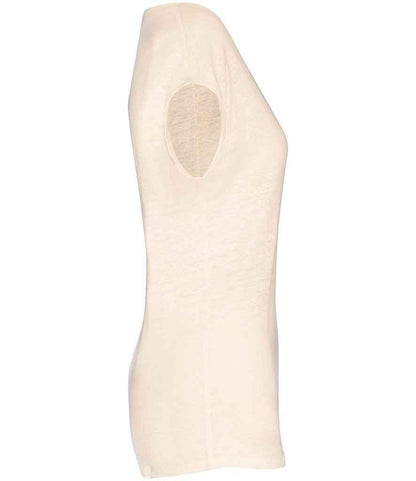 Spasso Ladies V Neck Linen T-Shirt