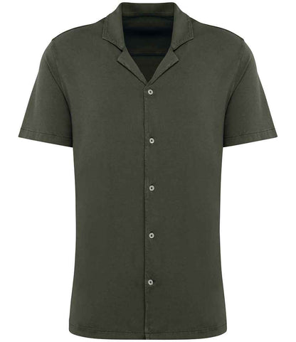 Spasso Jersey Short Sleeve Bowling Collar Shirt