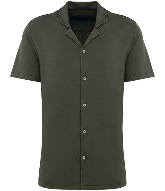 Spasso Jersey Short Sleeve Bowling Collar Shirt